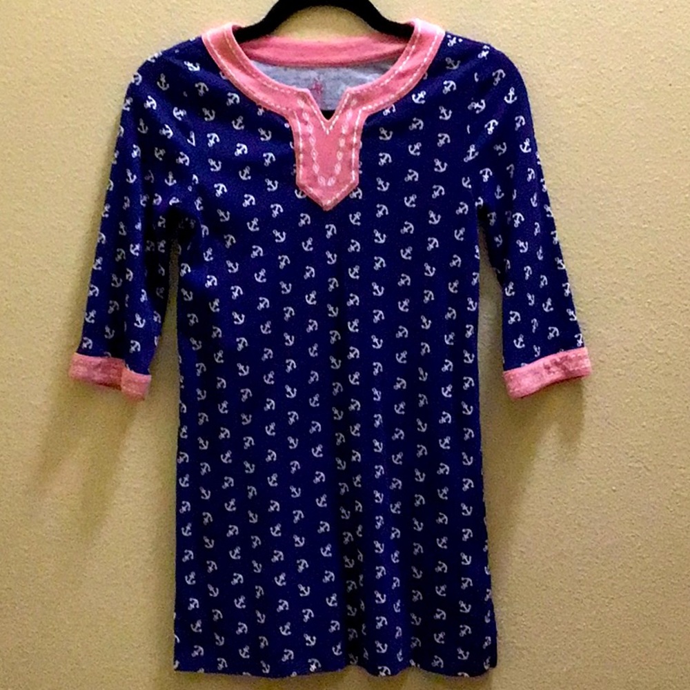 Girls 3/4 sleeve medium dress with anchors
